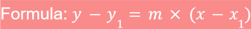 <p>Point-slope form is used to write the equation of a line when you know either one point on the line or the slope of the line.</p><p><strong>m</strong> → Slope of the line.</p><p><strong>(x₁, y₁)</strong> → A known point on the line.</p><p><strong>x, y</strong> → Any point on the line.</p>