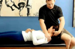 <p>Instructions</p><p>*Have client lie supine with legs straight and hands resting on the stomach.</p><p>*Sit beside the client's head and have the client raise their head off the bench.</p><p>*Place your hand underneath the client's neck supporting their head.</p><p>Then turn their head towards you and rest their head on your thigh.</p><p>*Place your other hand on their shoulder and gently push their shoulder down and away from their head. Stabilize the client's shoulder in this position before starting the neck stretch (ALWAYS STABILIZE FIRST).</p><p>*Then gently rotate the client's head towards their opposite shoulder/armpit by slowly leaning backward.</p><p>Warning: The small muscles of the neck can be easily damaged by applying too much force too quickly during this stretch. Apply force gently and very gradually, and ask for feedback from the client during this stretch.</p>
