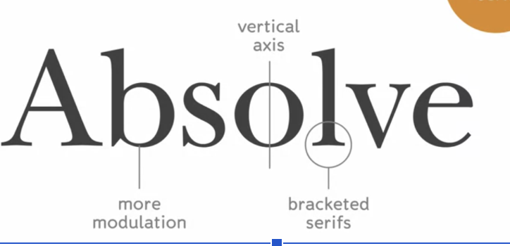 <ul><li><p>Between old serif and modern type </p></li></ul><p>-Vertical Axis</p><p>- More Modulation than an oldstyle</p><p>- Bracketed Serifs</p>