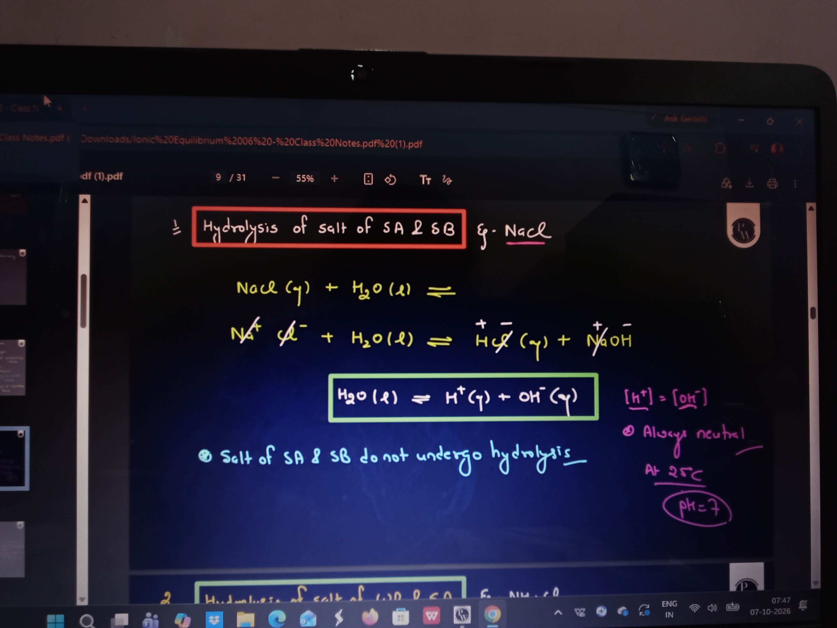 <p>Hydrolysis of salt of SA and SB</p>