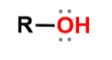 <p>R-OH; suffix of -ol, hydroxyl; properties of both water and R group, larger R group properties more reflect R group </p>