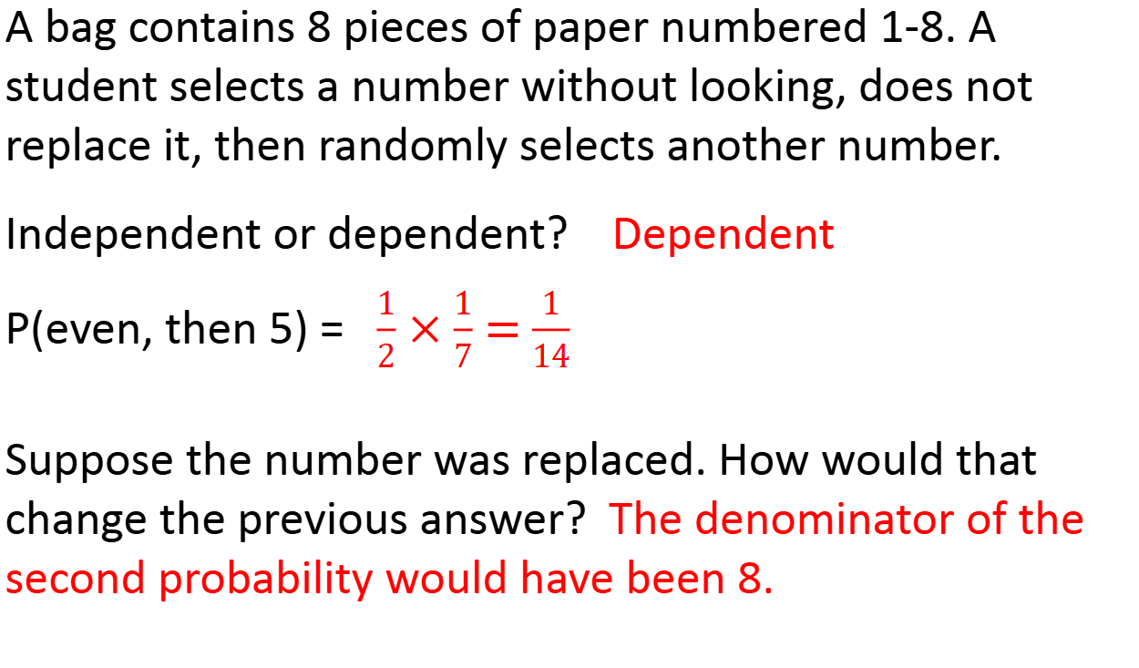 <p>Multiply the probability of each event. (Coin flip and rolling even on a die would be (1/2)×(1/2)).</p>