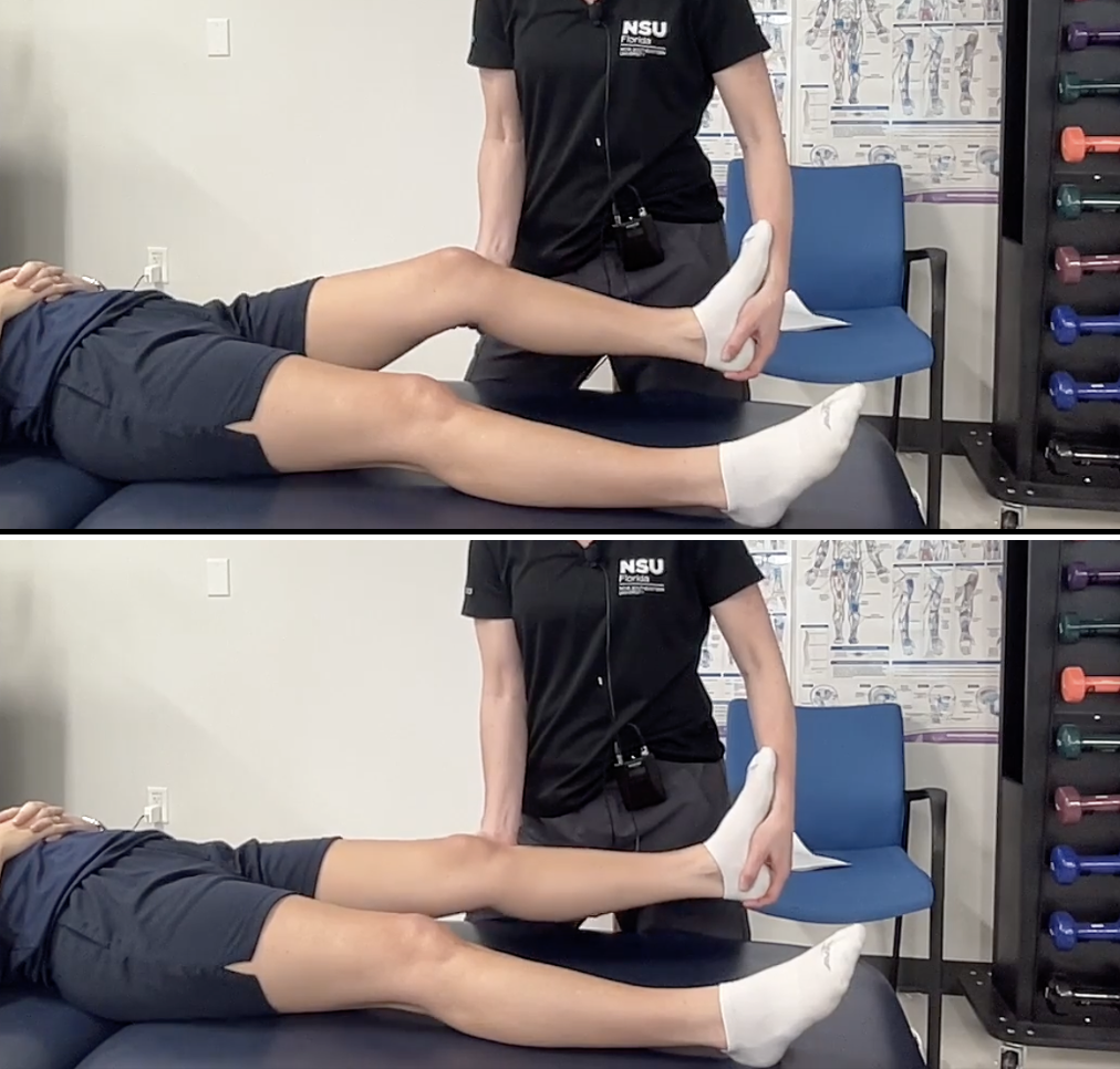 <p>MENISCUS</p><p><strong>Purpose</strong></p><ul><li><p><span style="color: red;"><strong>Meniscal pathology</strong></span></p></li></ul><p></p><p><strong>How to perform</strong></p><ol><li><p>pt supine w/ slight knee flexion</p></li><li><p>Support underneath the knee as a guide</p></li><li><p>Allow the knee to move quickly and passively into extension</p></li></ol><p></p><p><strong>Positive test</strong></p><ul><li><p><span style="color: red;"><strong>Joint-line pain with an inability to reach full extension</strong></span><strong> = meniscal pathology</strong></p></li><li><p>Anterior pain over the infrapatellar fat pad may suggest a different source.</p></li></ul><p></p><p><strong>Clinical pearl:</strong> Bounce-home is not diagnostic by itself and should be interpreted as part of a cluster of findings</p>