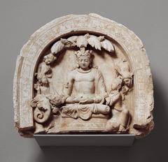 <p>This sculpture reflects the spiritual role of religious imagery in Buddhism. Which concept is MOST associated with sculptures like this?</p>