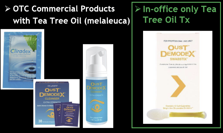 <p>OTC commercial products with Tea Tree Oil</p>