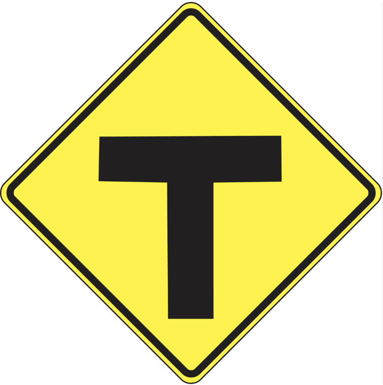 <p>Intersections Ahead Sign: “T” Intersection</p>