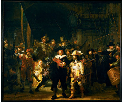 <p>Rembrandt van Rijn 1642</p><p>-Feels like a moment unfolding, not a posed image</p><p>-the energy and individuality of Baroque art</p><p>The cultural identity of the Dutch Golden Age</p><p>It shows how a traditional subject could be transformed into a dramatic, cinematic scene full of life and complexity.</p>