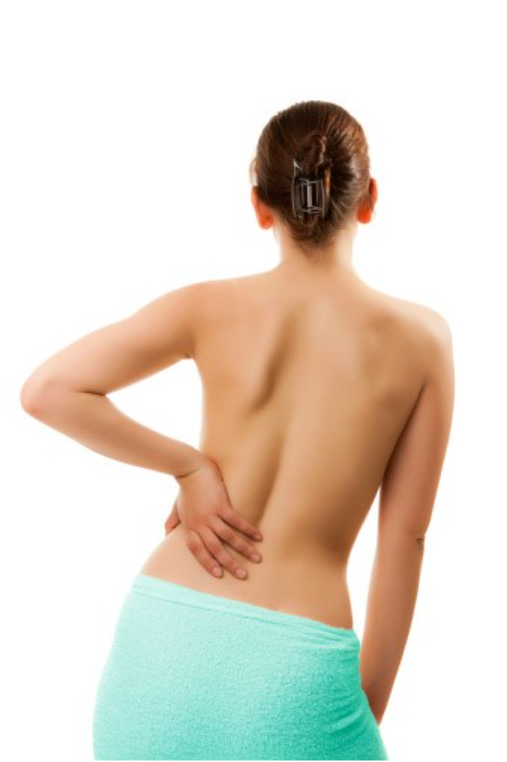 <p>Which way is this person's back leaning?</p>