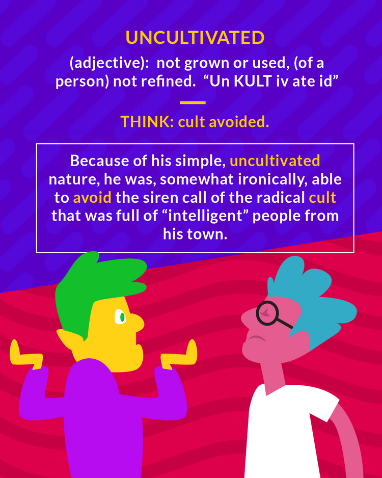 <p>(adj.) not refined</p><ol><li><p>for land: (adj.) not farmed</p></li><li><p>for people: (adj.) Unrefined</p></li></ol><p></p>