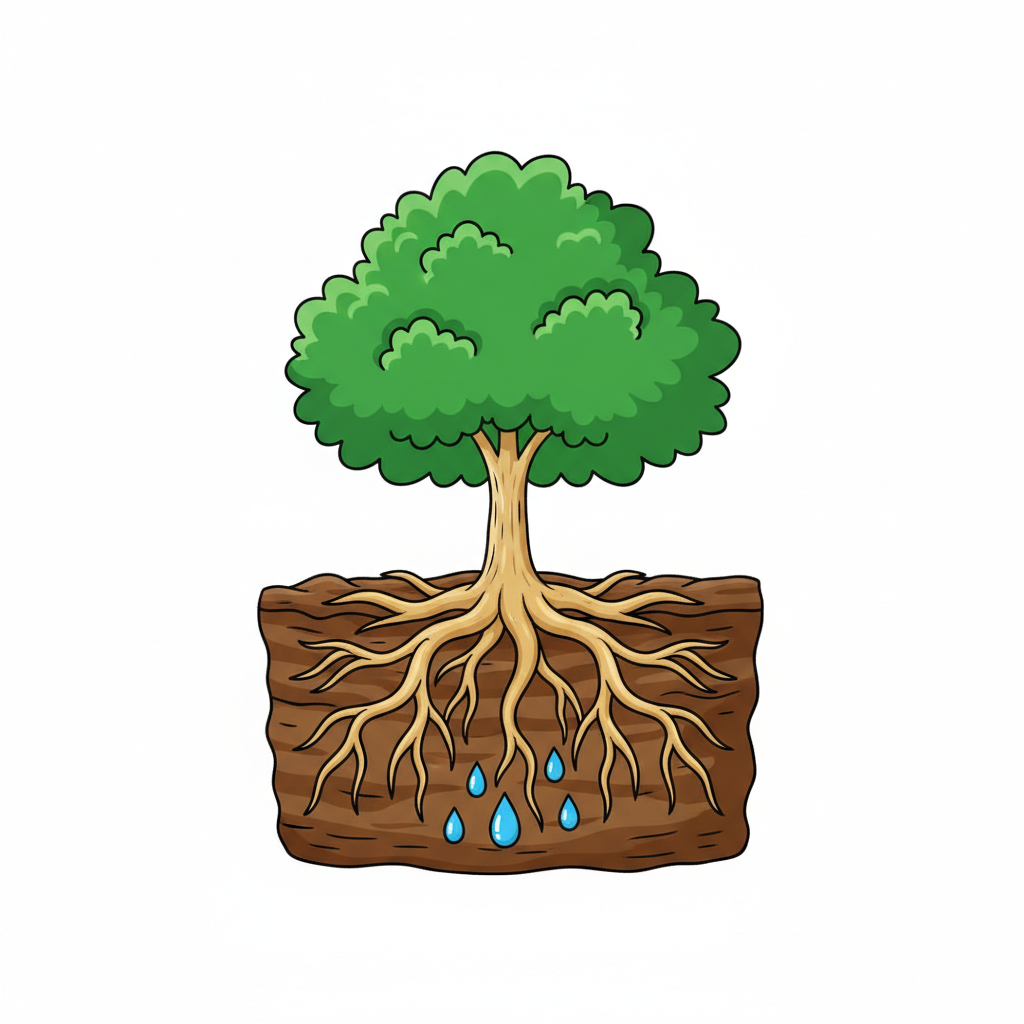 <p>The part of the plant that soaks up groundwater and houses certain bacteria.</p>