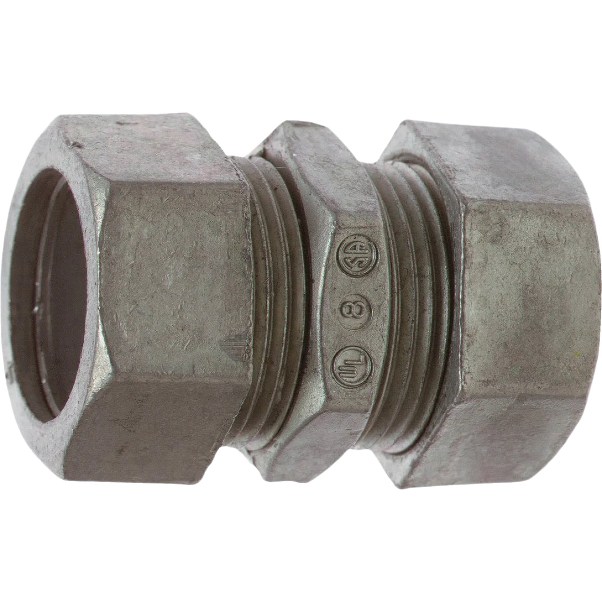 <p>Short cylindrical metal fitting with compression or set-screw ends used to securely join two EMT conduit sections, maintaining alignment, continuity, and<br>electrical grounding.</p>