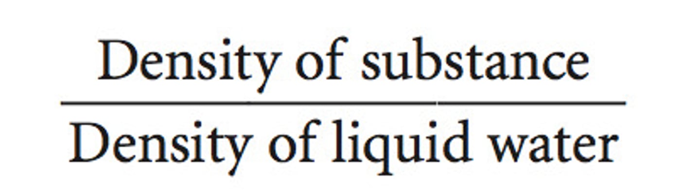 <p>if >1 will sink, if <1 will float in liquid water. If <1 SG = % of object that is submerged.</p>
