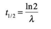<p>the time it takes for half of the parent nuclides to decay</p><ul><li><p>defined by this formula</p></li></ul><p></p>