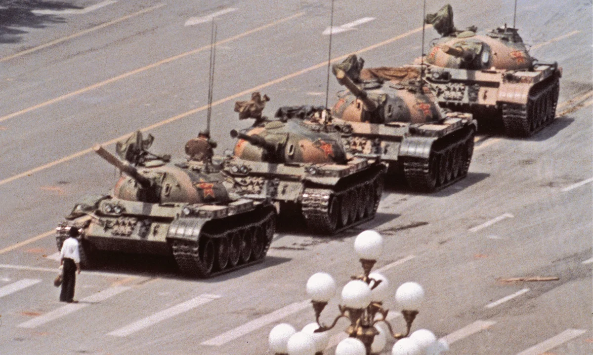 <p>1989 student and intellectual led protest in China, inspired by movements in the Soviet Union. President George H.W. Bush condemned the violence. The US imposed sanctions, suspended military sales, and froze high-level exchanges with China. The iconic photo of the man in front of the tank comes from this.</p>