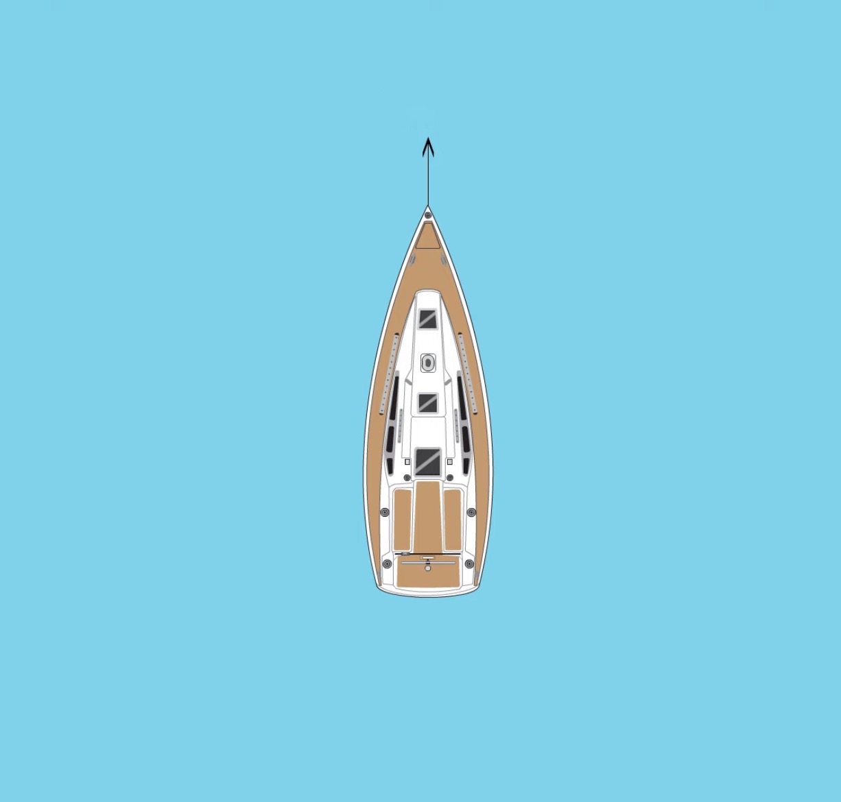 <p>Directly in front of ship</p>