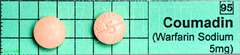 <p>Warfarin</p><p>Vitamin K antagonist anticoagulant</p><p>Blood clots</p>