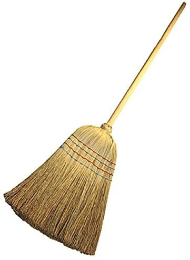 <p>cleaning implement consisting of stiff fibers (straw, plastic, or twigs) bound to a long handle, used for sweeping floors or ground.</p><p>[bruːm]</p>