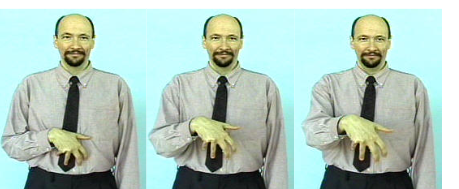 <ol><li><p>be conceived</p></li><li><p>dom hand comes outward from stomach and moves outward to resemble pregnant stomach</p></li><li><p>dom hand forms circular belly</p></li></ol><p></p>
