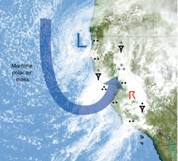 <p>________ _____ (mP) air mass moves inland where coastal mountains force it to rise, condense, and drop rain</p>