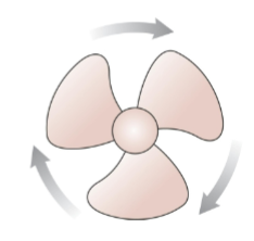 <p>The fan blade is slowing down. What are the signs of</p><p>and α?</p>