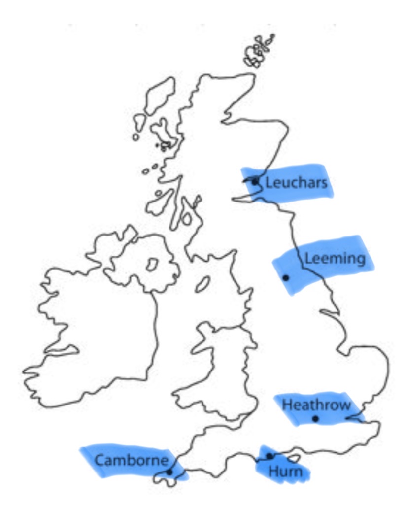 <p>camborne</p><p>heathrow</p><p>hurn</p><p>leeming</p><p>leuchars</p><p></p>