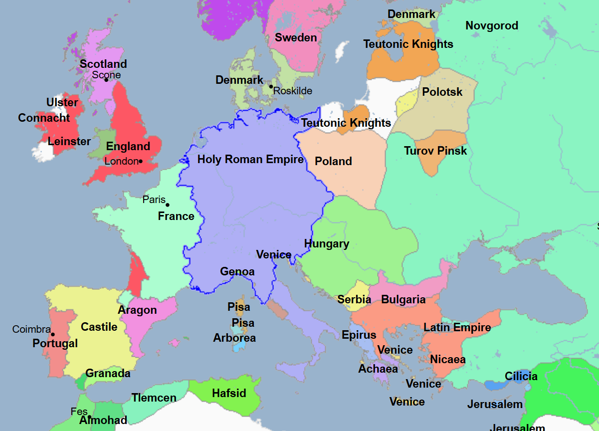 <ul><li><p>24th Emperor of the Holy Roman Empire, 14th King of Germany, and 3rd King of the Hohenstaufen Dynasty</p><ul><li><p>He was crowned with papal backing by Pope Innocent III</p></li><li><p>He was officially crowned by Pope Honorius III after he promised to go to the aid of the Fifth Crusade</p><ul><li><p>However, he was excommunicated twice by Pope Honorius III for his delayed crusading</p><ul><li><p>The first time he vowed to fight for the Holy Land, he did not succeed in getting away as expected</p></li><li><p>The second time he vowed to fight for the Holy Land, he said he would be ready to sail, but then got distracted by domestic problems and the Mongol invasions</p><ul><li><p>This was the first time was excommunicated by Pope Gregory IX</p></li></ul></li><li><p>The third time he set a date to fight for the Holy Land, his troops did indeed sail from Brindisi but went without him for he was unwell in Otranto and without him, many of his troops were demoralized</p><ul><li><p>This was the second time he was excommunicated by Pope Gregory IX, for crusading while excommunicated</p></li></ul></li><li><p>When he did eventually arrive in Jerusalem for the <em>Sixth</em> Crusade, having arrived in the Christian port of Acre, he did not have much of an army with him</p></li></ul></li></ul></li><li><p>As King of Germany, he paid little to no attention to it, leaving it instead in the hands of the nobles, and thus led to it a period of political instability</p><ul><li><p>He instead concentrated on the reorganization of Sicily and northern Italy, which led the Vatican to suspect that it was his potential target in the middle</p></li></ul></li></ul></li><li><p>His delayed efforts to fight in the Fifth and Sixth Crusades were explained by his clandestine diplomatic contact with the Ayyubid Sultan Al-Kamil, in which he tried to negotiate with the “infidel” to organize a bloodless coup</p><ul><li><p>He had Al-Kamil and the Ayyubid Sultanate sign the Treaty of Jaffa to end the Sixth Crusade, resulting in a bloodless coup, a novelty in the history of the Crusades, whose protagonists usually preferred to do things the hard way</p></li></ul></li><li><p>He experienced significant disgrace for his choice to negotiate with Al-Kamil and the Ayyubid Sultanate that culminated in the Treaty of Jaffa</p><ul><li><p>He was publicly denounced as the Antichrist</p></li><li><p>He was excommunicated a third time for dealing with an infidel</p></li></ul></li></ul><ul><li><p>Under his reign</p><ul><li><p>His son and vice-regent of the Holy Roman Empire Henry revolts against him and makes an alliance with the Lombard League</p></li><li><p>He then had his son and vice-regent Henry deposed and imprisoned</p></li><li><p>He then defeated the armies of the Lombard League</p></li><li><p>The University of Padua was founded</p></li><li><p>The University of Rome was founded</p></li></ul></li><li><p>He and his forces fought against and defeated Pope Gregory IX and the Papacy in the War of the Keys</p></li><li><p>In the (First) Council of Lyon, he was condemned, deposed, and found guilty of sacrilege and suspected of heresy, and a crusade was called against him as a result by Pope Innocent IV</p></li><li><p>He was a scholarly king with a scientific curiosity and a serious student of natural science</p><ul><li><p>He wrote a treatise on falconry that is a model of natural history for its combined learning and observation</p></li><li><p>In one experiment he conducted, he raised children in silence in an effort to discover what language was spoken by Adam and Eve</p><ul><li><p>This, of course, was extremely cruel to those children</p></li></ul></li></ul></li></ul><ul><li><p>He died at Castel Fiorentino near Lucera</p><ul><li><p>There were sighs of relief throughout the Vatican afterwards given how much they had to excommunicate him</p></li></ul></li><li><p>After his deposition, there was an interregnum of nearly 30 years</p><ul><li><p>He thus left his heirs the task of sorting out a chaotic Europe</p></li><li><p>Following his death, rebellions broke out in northern Italy against the feudal lords there</p></li></ul></li></ul><p></p>