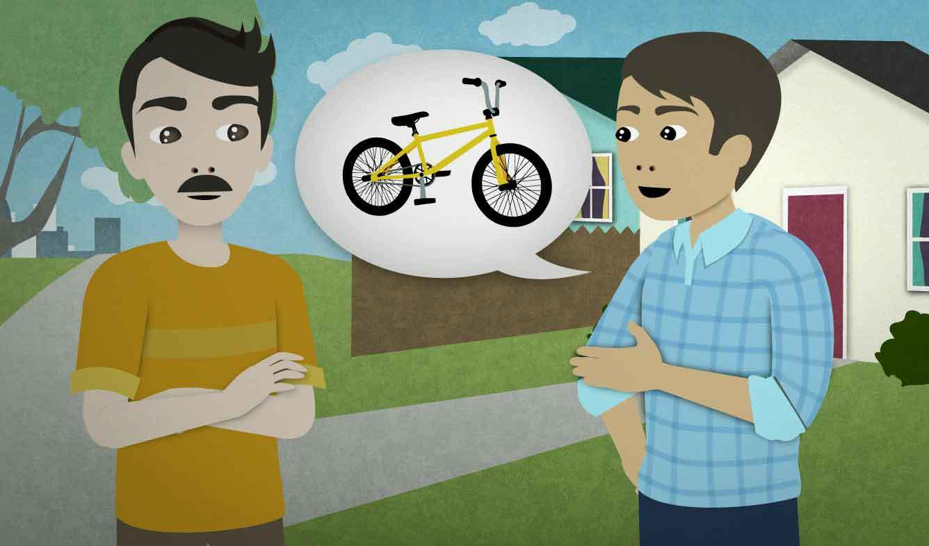 <p>I tried to ___ him to buy my bike</p>