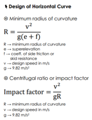 <p>- Minimum radius of curvature</p><p>- Centrifugal ratio or impact factor</p>