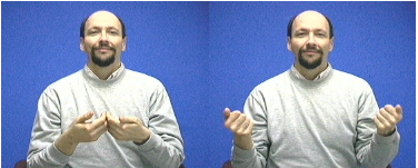 <p>cupped hands touch and move apart</p>
