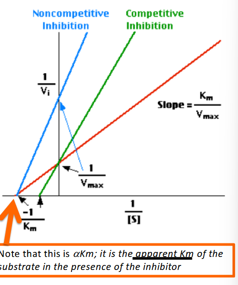 <p>aparrant Km of the substrate in hte presence of an inhibitor</p>