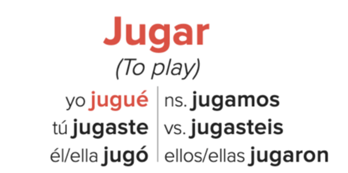 <p>to play, I played, you played, he played, we played, you played, they played</p>