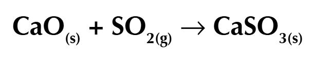 <ol><li><p>Powdered calcium carbonate (limestone) or calcium oxide is mixed with water to make an alkaline slurry</p></li><li><p>When the flue gases mix with the alkaline slurry, the acidic sulfur dioxide gas reacts with the calcium compounds to form a harmless salt (calcium sulfite), which can be removed</p><ul><li><p>acid-base reaction (neutralisation)</p></li></ul></li></ol><p></p>