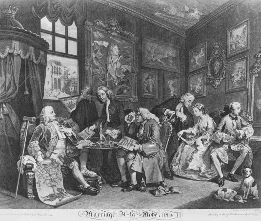 <p>- Moralizing Art</p><p>-Hogart</p><p>-modern marriage</p><p>-no focus on acrion</p><p>- satire (negative moralizing)</p><p>- contract marriage</p><p>- lesson to avoid this</p>