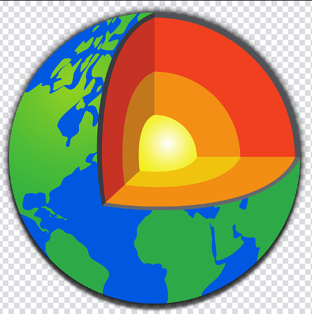 <p>Which layer of the earth is liquid and is represented in the picture in light orange?</p>