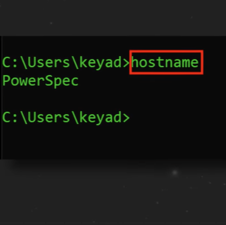 <p>displays the computers name</p>
