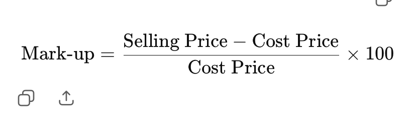 <p>Amount added to the cost of price of a product to determine it’s selling price</p>