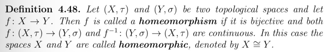 <p><span>Two spaces which are homeomorphic are topologically the same, up to a relabelling of the points.</span></p>