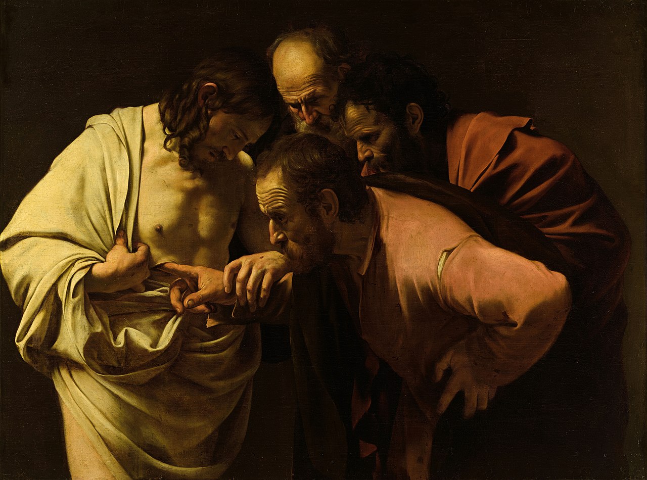 <p>Caravaggio, <em>Incredulity of Thomas</em>, </p>