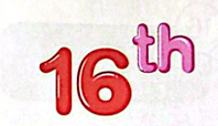 <p>16th</p>