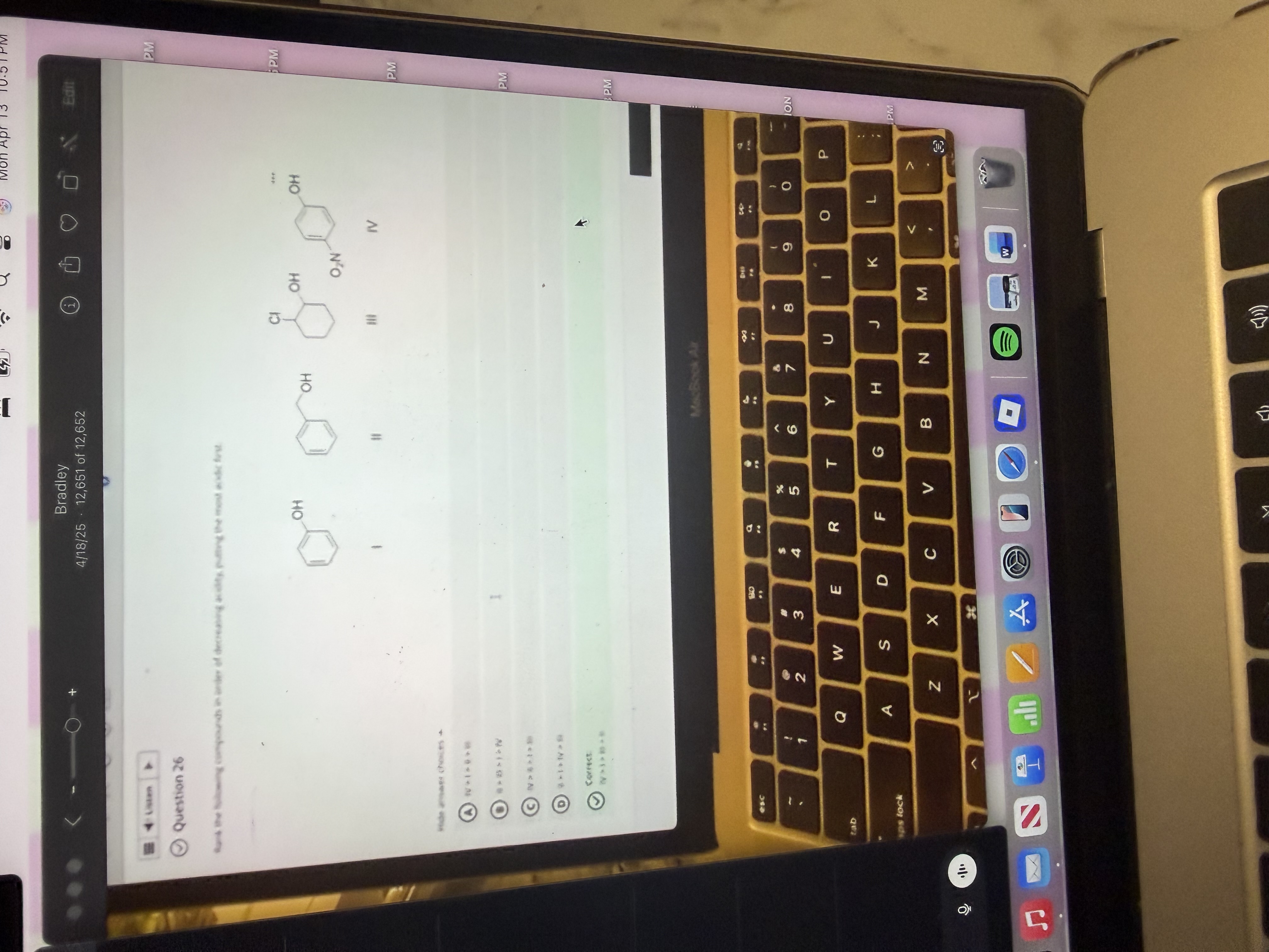 <p>most acidic first</p>