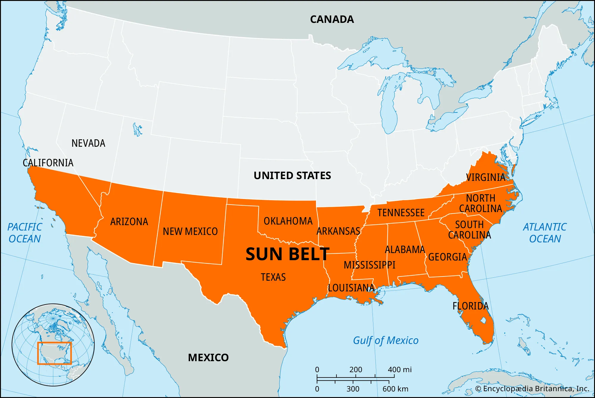 <p>southeastern &amp; southwestern states, grown dramatically since wwii</p>