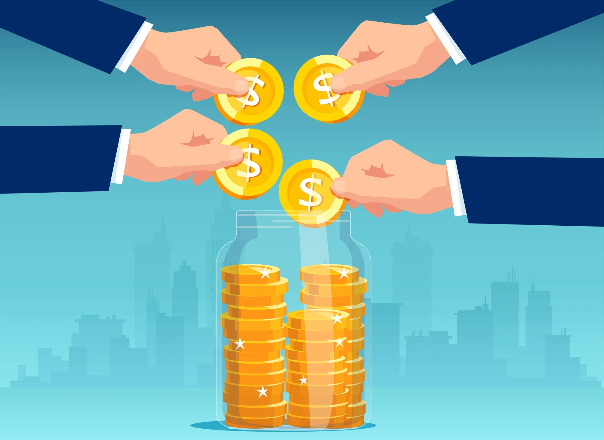 <p><strong>chip in</strong></p>