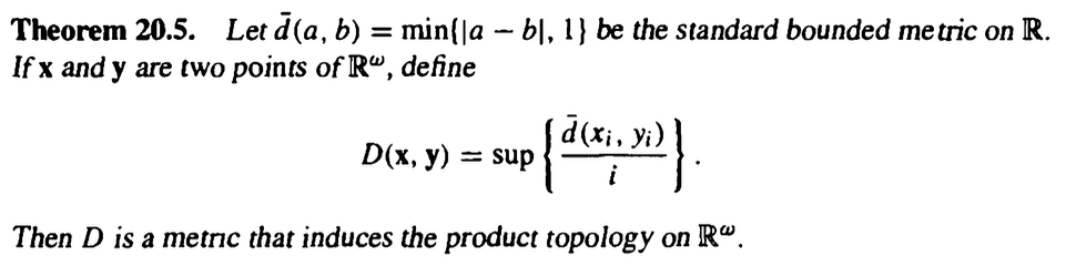 <p>metric that induces the product topology on R<em>w</em>… Theorem</p>