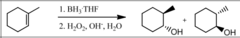 <p>Reagents: 1. BH₃∙THF</p><p> 2. H₂O₂, OH⁻, H₂O</p><p>What's Added: H⁺ & OH⁻</p><p>Regioselectivity: Anti-Markovnikov</p><p>Sterioselectivity: Syn Addition (H⁺ & OH⁻ are Syn) </p><p>Intermediate: -</p>