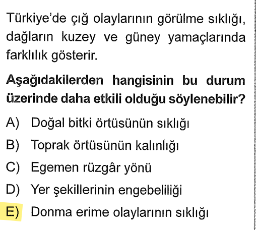 <p>Güney yamaçlar güneşi daha çok gördüğü için kar çabuk erir ve donar. Bu durum kar tabakasının dengesini bozar ve çığ riskini değiştirir.</p>