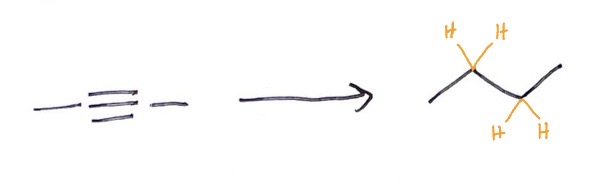 <p>hydrogenated all the way to an alkane</p>