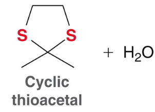 <p>Ketones/aldehydes react with thiols virtually the same way</p><p>they react with alcohols</p>