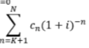 <p>K= number of periods of investment needed to get project operational</p><p>cn= net sponsor costs at end of period n</p><p>N= project life</p><p>i= social discount rate</p>
