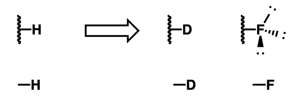 <p>deuterium, fluorine</p>