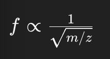 <p>Yes! The measured frequency depends only on [figure]</p><ul><li><p>lower m/z → higher frequency</p></li><li><p>higher m/z → lower frequency</p></li></ul><p></p>